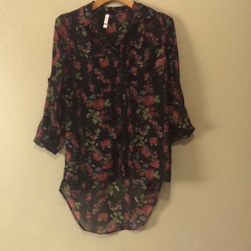 Long, flowy floral blouse